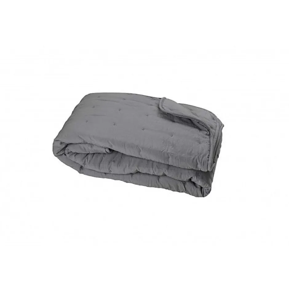 Toison d'Or Dessus de lit matelassé aspect lavé-froissé "Angkor" - Angkor Ardoise - 240 x 260 cm