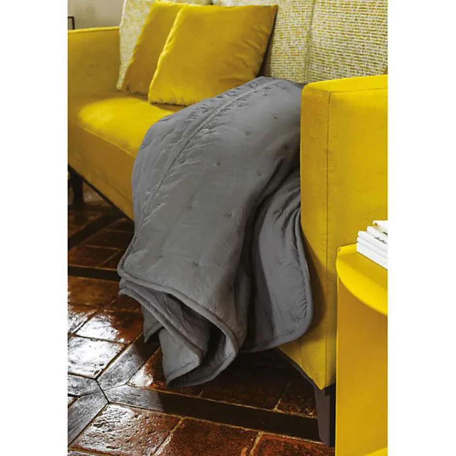 Toison d'Or Dessus de lit matelassé aspect lavé-froissé "Angkor" - Angkor Ardoise - 240 x 260 cm