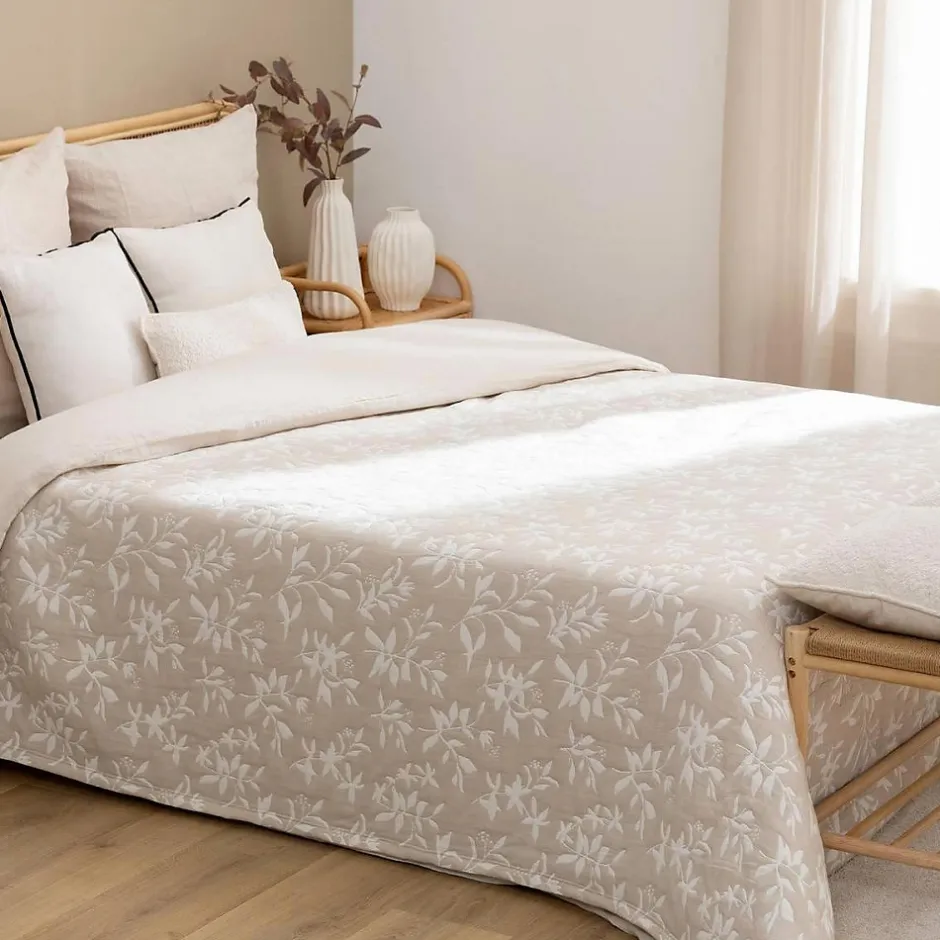 Atmosphera Créateur D'Intérieur Dessus de lit Nuvia beige lin 260x240cm - Atmosphera