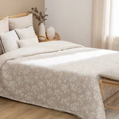Atmosphera Créateur D'Intérieur Dessus de lit Nuvia beige lin 260x240cm - Atmosphera