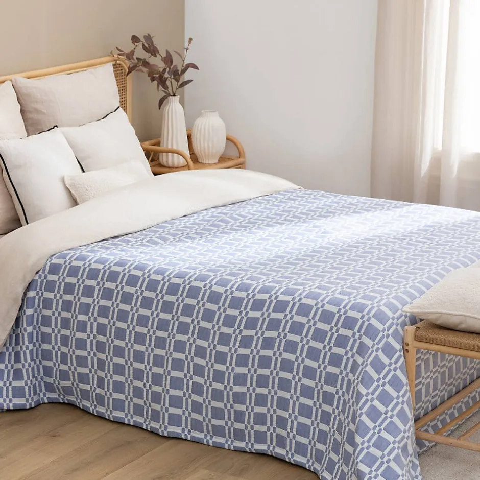 Atmosphera Créateur D'Intérieur Dessus de lit Nuvia bleu indigo 260x240cm - Atmosphera