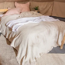 Linnea Dessus de lit réversible 270x250 cm JAIPUR en coton beige craie New