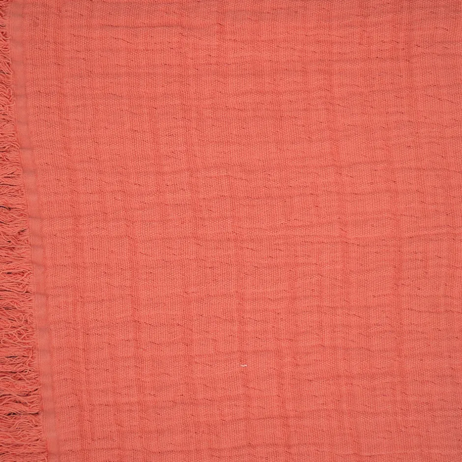 Linnea Dessus de lit 180x250 cm BREHAT 100% gaze de coton orange corail New