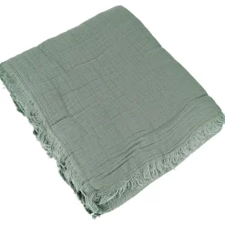 Linnea Dessus de lit 180x250 cm BREHAT 100% gaze de coton vert lichen