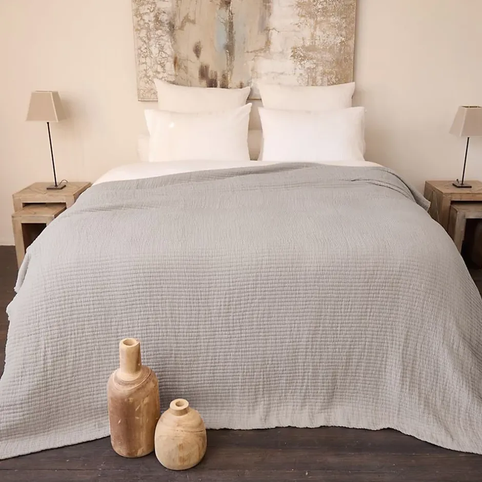 Linnea Dessus de lit 230x250 cm en coton lavé SEVILLE gris bronze Clearance