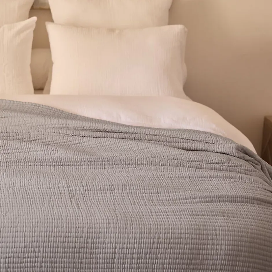 Linnea Dessus de lit 270x250 cm en coton lavé SEVILLE gris bronze Online