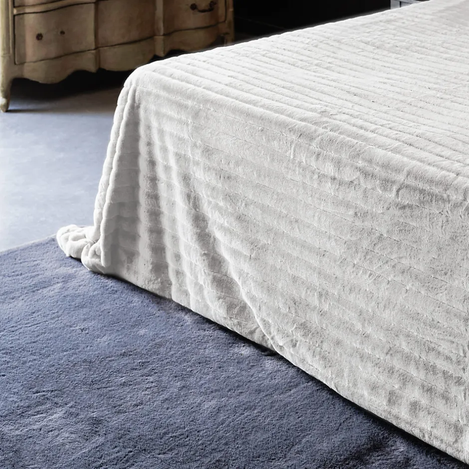 Linnea Dessus de lit 260x230 cm HERMINE fausse fourrure blanc Neige