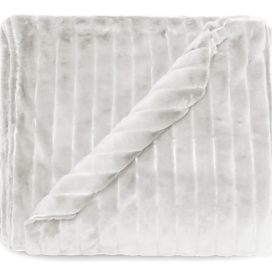 Linnea Dessus de lit 260x230 cm HERMINE fausse fourrure blanc Neige