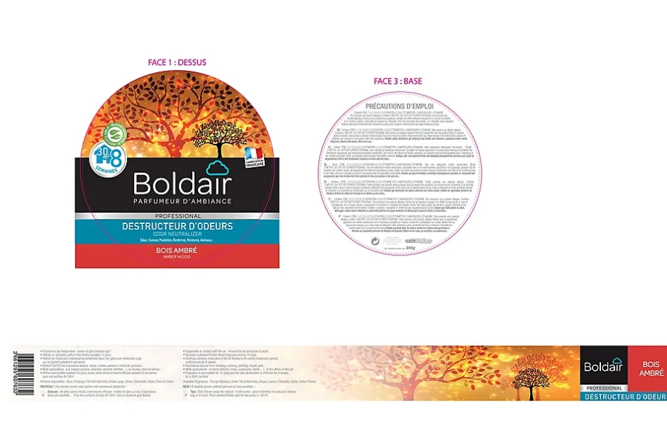 Boldair Destructeur d'odeurs gel bois ambré 300g New