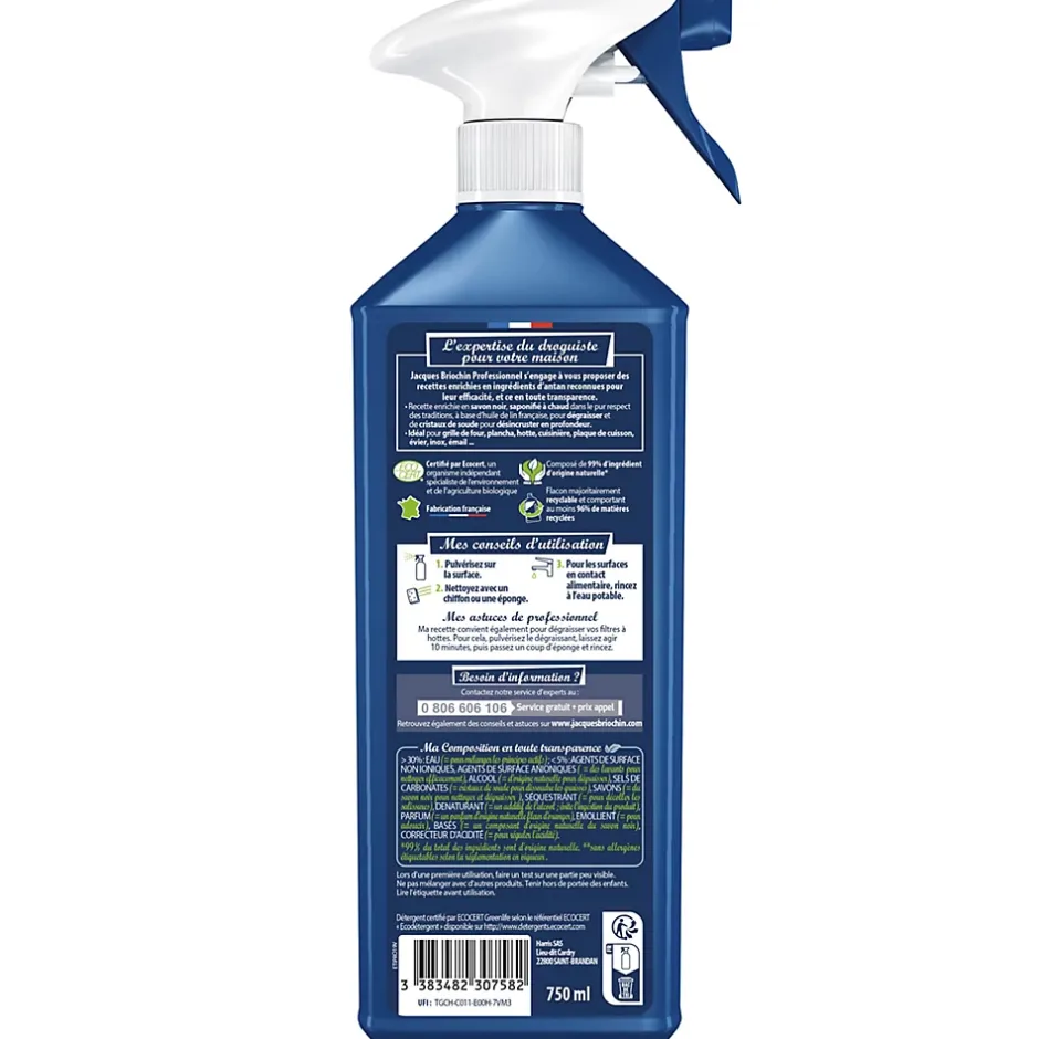 Briochin Dégraissant cuisine au savon noir et cristaux de soude Ecocert 750ml professionnel Clearance