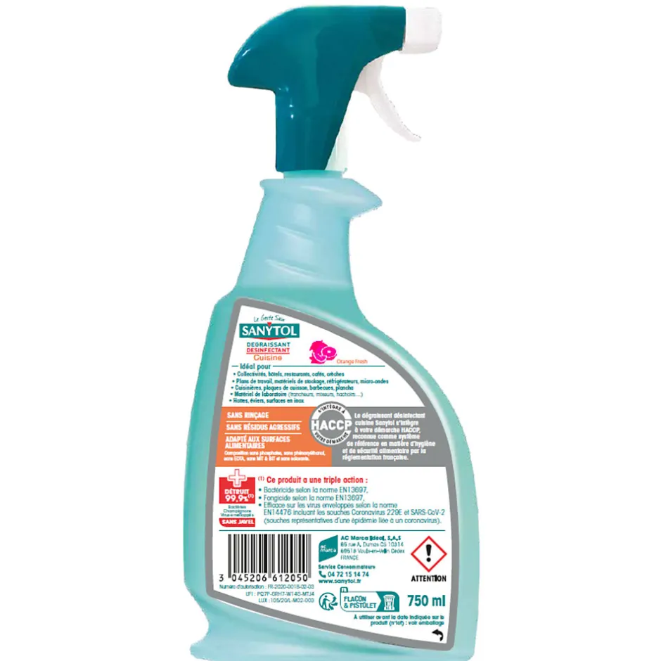 Sanytol Dégraissant désinfectant cuisine agrumes 0,75L