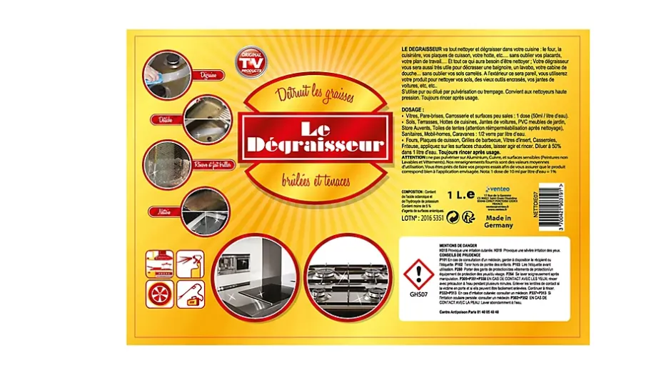 Venteo Dégraisseur multi-surfaces tâches tenaces 1L Clearance
