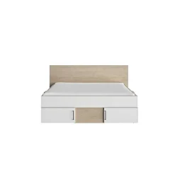 Diagone Lit adulte avec tiroirs de rangement - Chene et blanc - 140 x 190 - SWIVEL