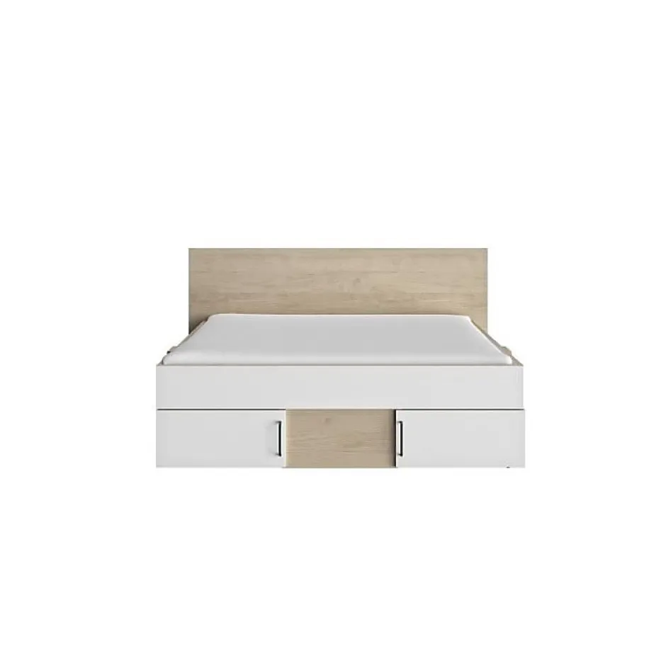 Diagone Lit adulte avec tiroirs de rangement - Chene et blanc - 140 x 190 - SWIVEL