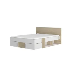 Diagone Lit adulte avec tiroirs de rangement - Chene et blanc - 140 x 190 - SWIVEL
