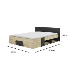 Diagone Lit adulte avec tiroirs de rangement - Chataignier et noir - 160 x 200 - SWIVEL New