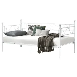 [En.Casa] Divan en Acier Canapé Lit Simple en Métal 200 x 90 cm Blanc en.casa