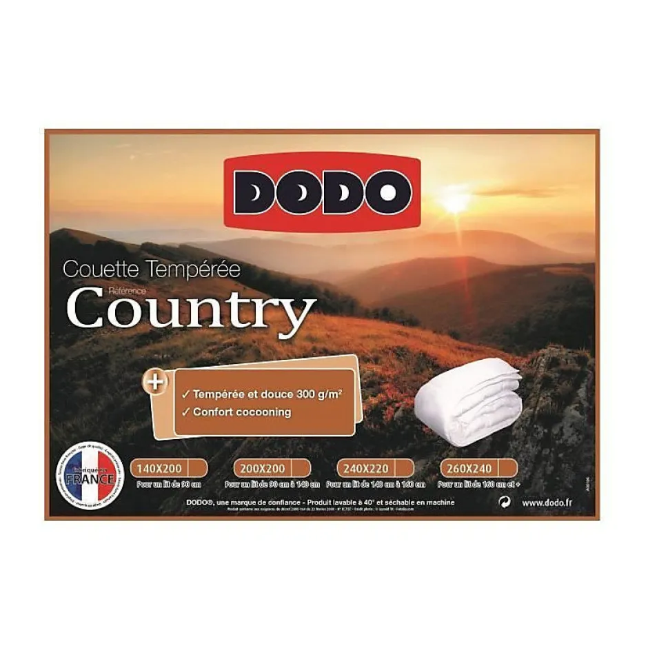 Dodo Couette tempérée Country - 220 x 240 cm - Blanc Discount