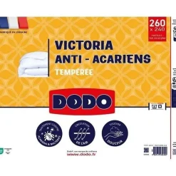 Dodo Couette tempérée 300gr/m² anti-acarians VICTORIA 240x260 cm blanc