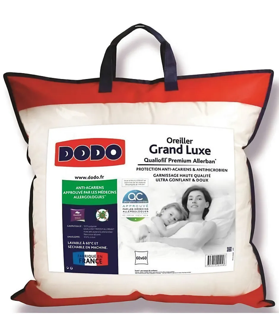 Dodo Oreiller Grand luxe Quallofil Allerban - 60 x 60 cm - Blanc