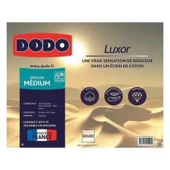 Dodo Oreiller LUXOR 60x60 cm - 100% Coton - Effet Duvet