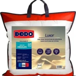 Dodo Oreiller LUXOR 60x60 cm - 100% Coton - Effet Duvet