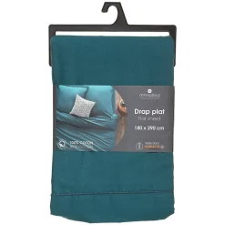 Atmosphera Créateur D'Intérieur Drap en coton - bleu canard - 180x290 cm - Atmosphera