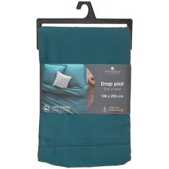 Atmosphera Créateur D'Intérieur Drap en coton - bleu canard - 180x290 cm - Atmosphera