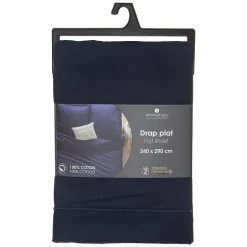 Atmosphera Créateur D'Intérieur Drap en coton - bleu encre 240x290 cm - Atmosphera Outlet