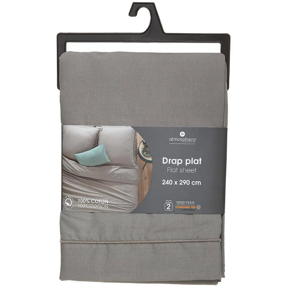 Atmosphera Créateur D'Intérieur Drap en coton - gris 240x290 cm - Atmosphera
