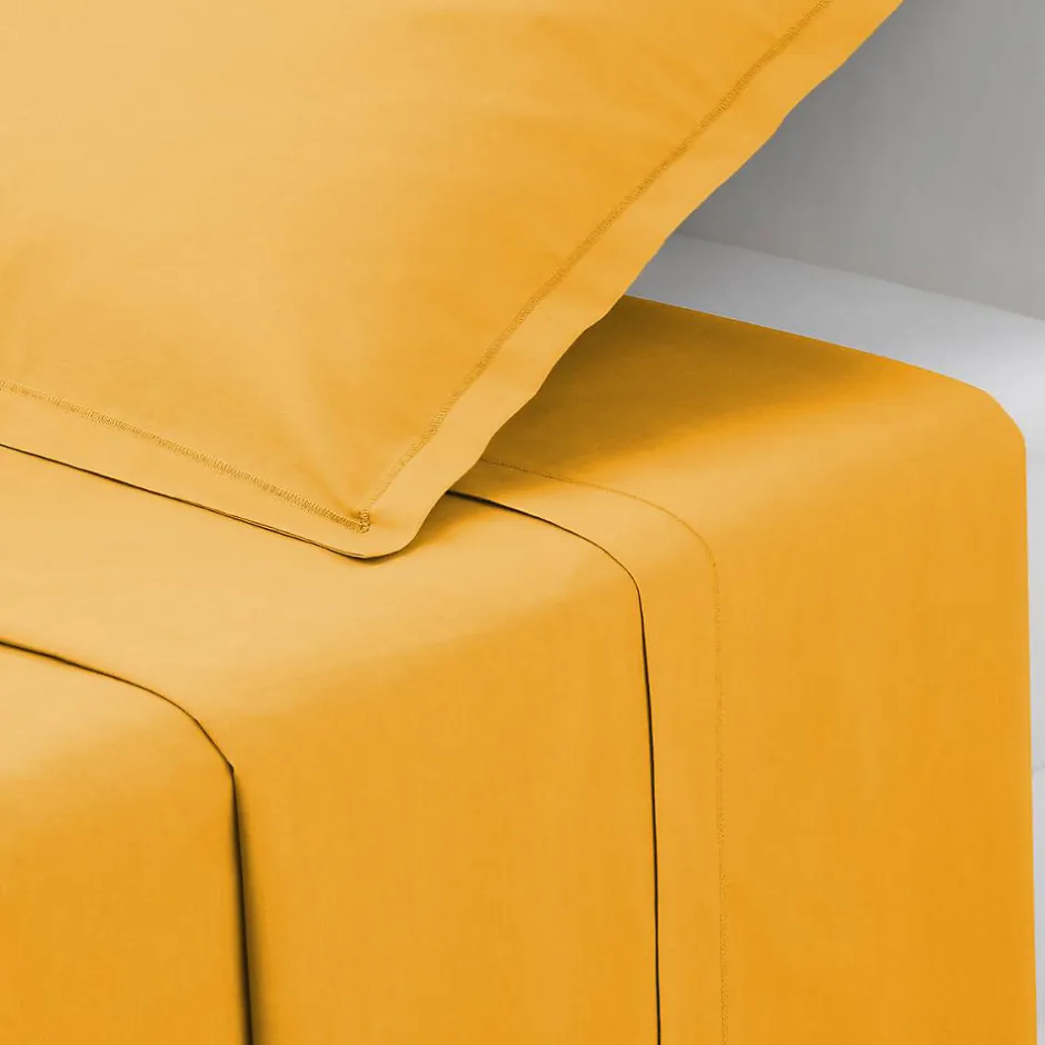 Atmosphera Créateur D'Intérieur Drap en coton - jaune moutarde 240x290 cm - Atmosphera