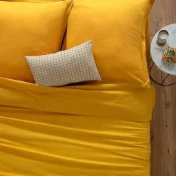 Atmosphera Créateur D'Intérieur Drap en coton - jaune moutarde - 180x290 cm - Atmosphera Best