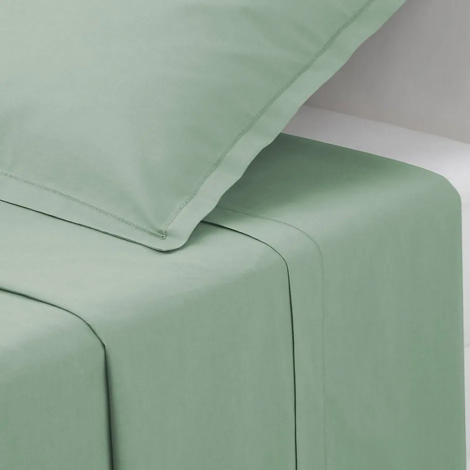 Atmosphera Créateur D'Intérieur Drap en coton - vert céladon - 180x290 cm - Atmosphera