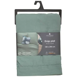 Atmosphera Créateur D'Intérieur Drap en coton - vert céladon - 180x290 cm - Atmosphera