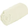 Tradilinge Drap housse 100% coton biologique - bonnet 30 cm (160x200 cm - Sable)