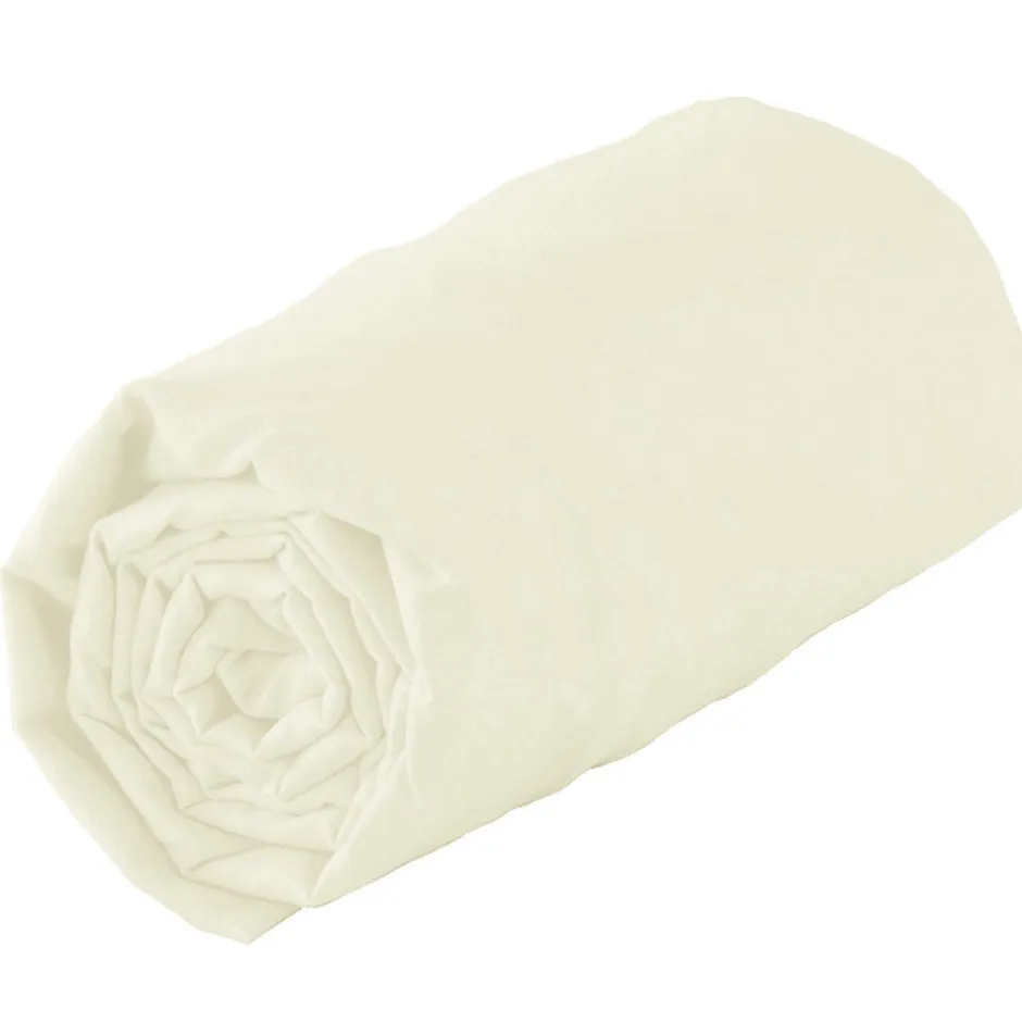 Tradilinge Drap housse 100% coton biologique - bonnet 30 cm (90x200cm - Sable)