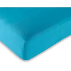 Univers Décor Drap housse 57 fils/cm² toutes dimensions - Turquoise - 180 x 200 cm
