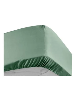 Douceur D'Intérieur DRAP HOUSSE 2 PERSONNES PERCALE UNI 78 FILS PERCALINE TILLEUL - 160x200cm - Vert tilleul Clearance