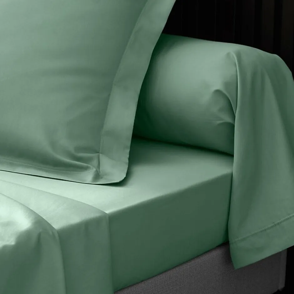 Douceur D'Intérieur DRAP HOUSSE 2 PERSONNES PERCALE UNI 78 FILS PERCALINE TILLEUL - 160x200cm - Vert tilleul Clearance