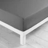 Douceur D'Intérieur DRAP HOUSSE 2 PERSONNES UNI 57 FILS LINA GRIS SOURIS - 140x190cm - Gris