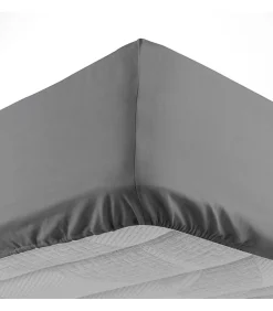 Douceur D'Intérieur DRAP HOUSSE 2 PERSONNES UNI 57 FILS LINA GRIS SOURIS - 140x190cm - Gris