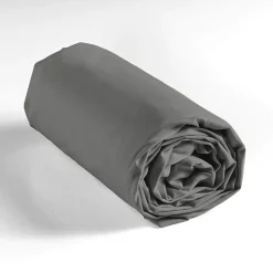 Douceur D'Intérieur DRAP HOUSSE 2 PERSONNES UNI 57 FILS LINA GRIS SOURIS - 140x190cm - Gris