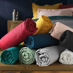 Douceur D'Intérieur DRAP HOUSSE 2 PERSONNES UNI 57 FILS LINA GRIS SOURIS - 140x190cm - Gris