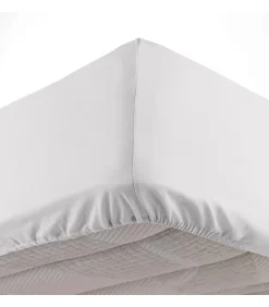 Douceur D'Intérieur DRAP HOUSSE 2 PERSONNES UNI 57 FILS LINA BLANCHE - 140x190cm - Blanc