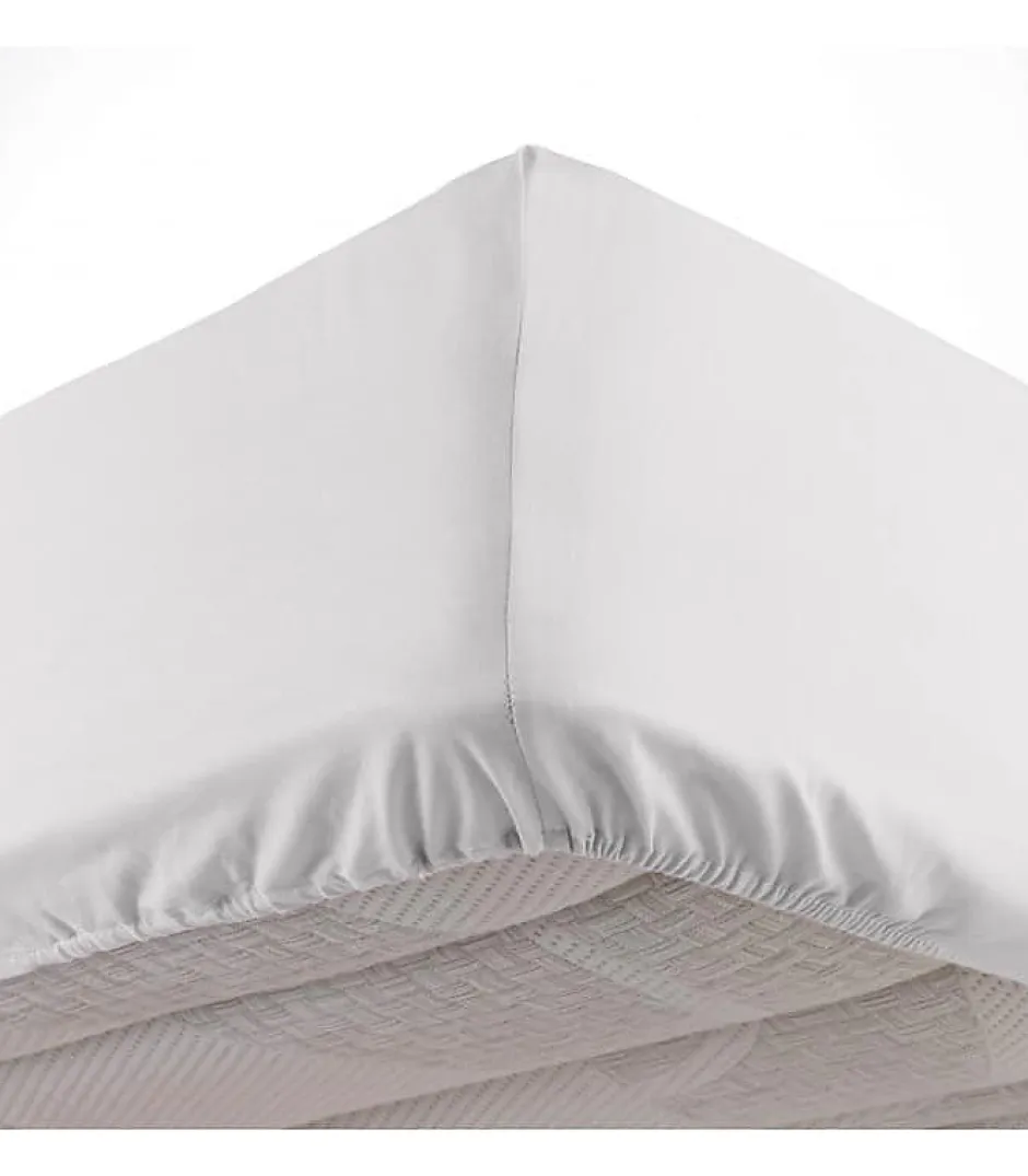 Douceur D'Intérieur DRAP HOUSSE 2 PERSONNES UNI 57 FILS LINA BLANCHE - 140x190cm - Blanc