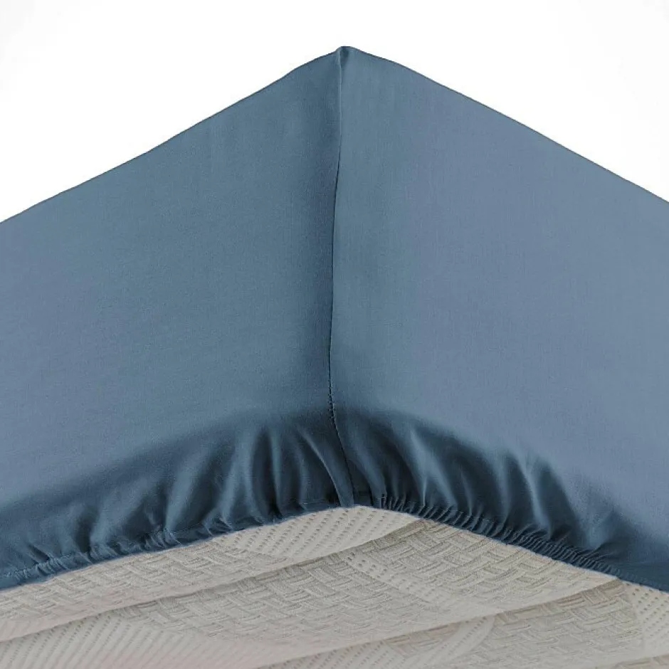 Douceur D'Intérieur Drap housse 140 x 190 cm bonnet 30 cm Mmicrofibre Oscar Bleu Nuit Outlet