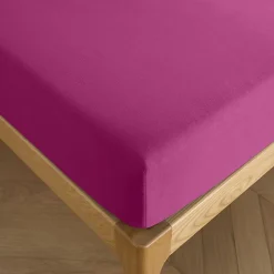 Coton Pur Drap housse 160 x 200 cm bonnet 30 cm "Prémium" pour lit 2 places - Prémium Magenta