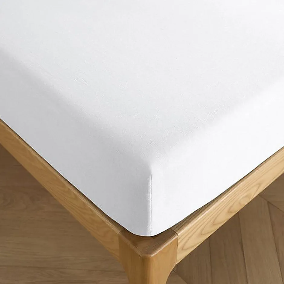Coton Pur Drap housse 90 x 190 cm bonnet 30 cm "Prémium" pour lit 1 place - Prémium Neige