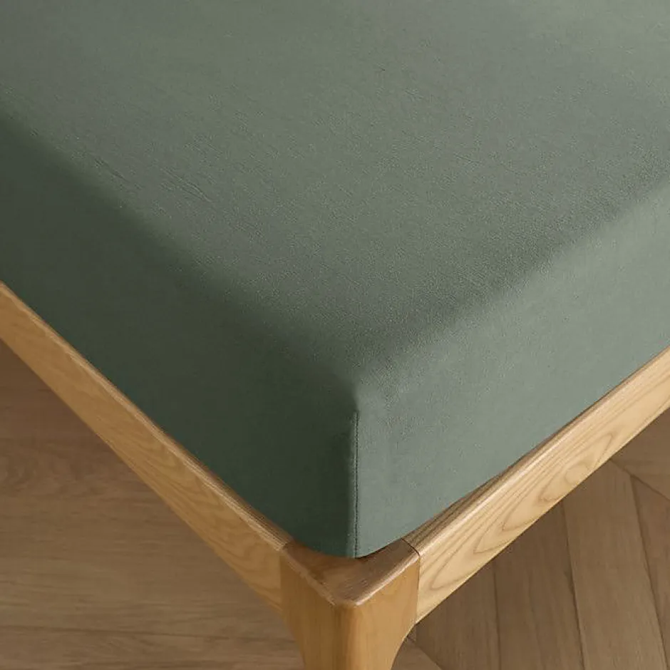 Coton Pur Drap housse 160 x 200 cm bonnet 30 cm "Prémium" pour lit 2 places - Prémium Romarin