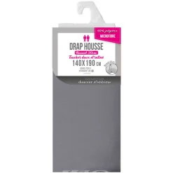 Douceur D'Intérieur Drap housse 140 x 190 cm bonnet 30 cm Mmicrofibre Oscar Anthracite